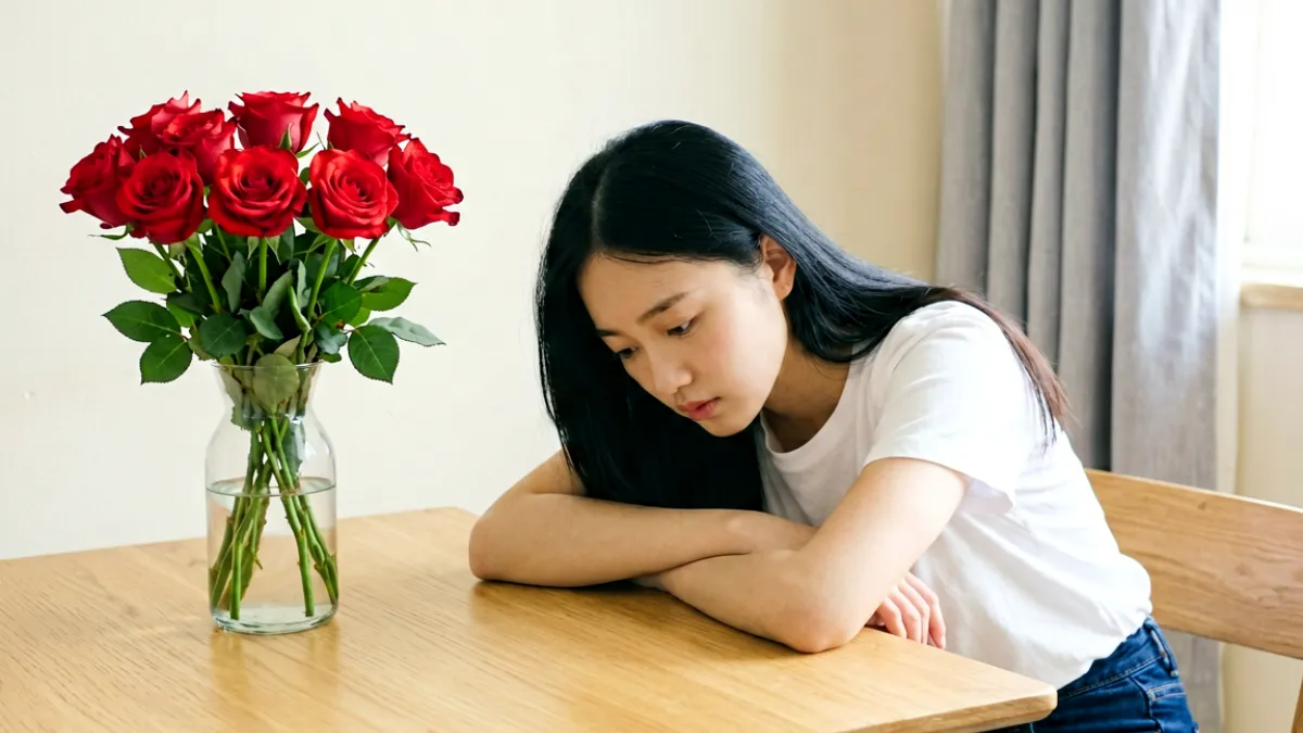 妹子在夜间咖啡馆窗边拍摄的文艺气息照片，手捧咖啡杯面向窗外灯光